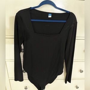 Old Navy Black Square Neck Ribbed Bodysuit